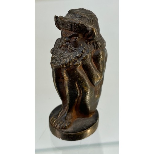 723 - Solid Bronze Art Nouveau Mythical nude elf figure letter seal. [6cm high]