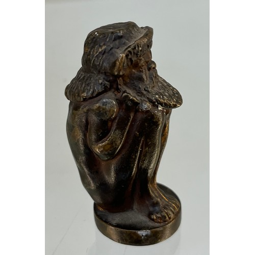 723 - Solid Bronze Art Nouveau Mythical nude elf figure letter seal. [6cm high]