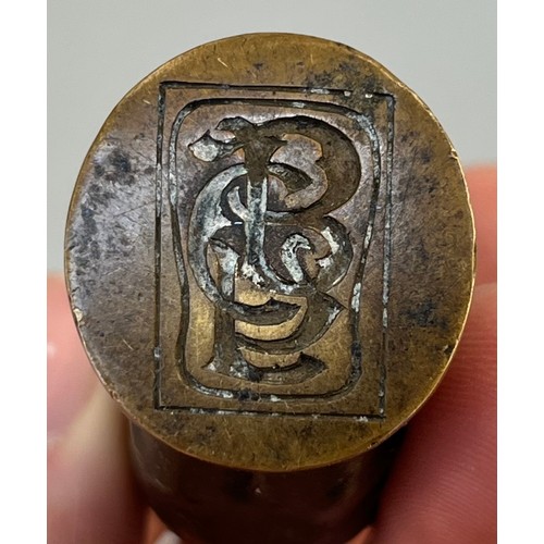 723 - Solid Bronze Art Nouveau Mythical nude elf figure letter seal. [6cm high]