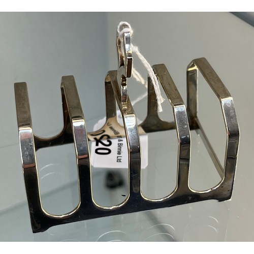 720 - Birmingham silver small four slice toast rack