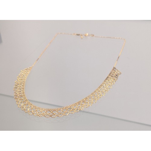 729 - 9ct yellow gold fancy evening necklace [5.88grams]