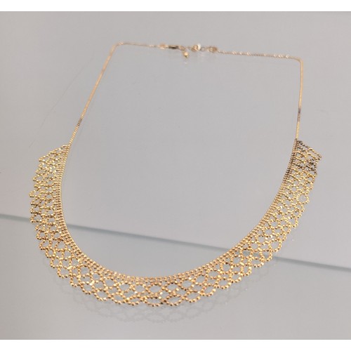 729 - 9ct yellow gold fancy evening necklace [5.88grams]