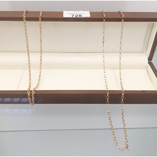 728 - Two 9ct yellow gold belcher chains. [4.80grams]