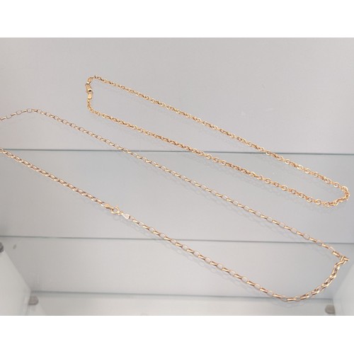 728 - Two 9ct yellow gold belcher chains. [4.80grams]