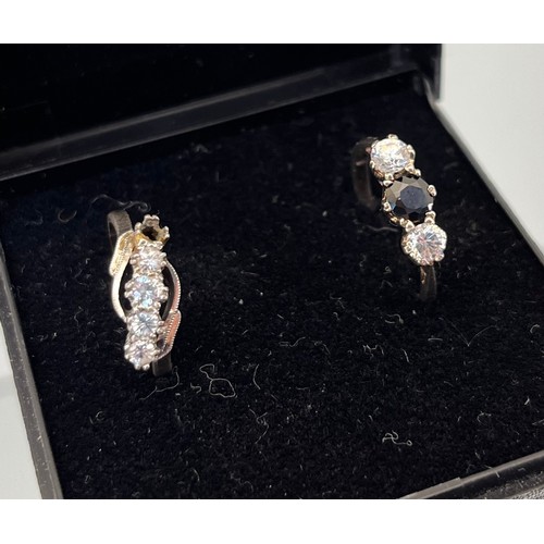 41A - Silver ladies ring set with a Sapphire and CZ Stones. Together with 9ct & Silver ring set with clear... 