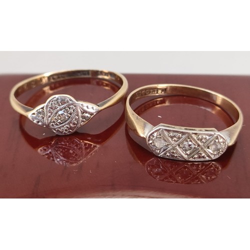 738 - Two Art Deco gold and diamond rings; 18ct yellow gold and diamond ring. 18ct and Platinum ring set w... 