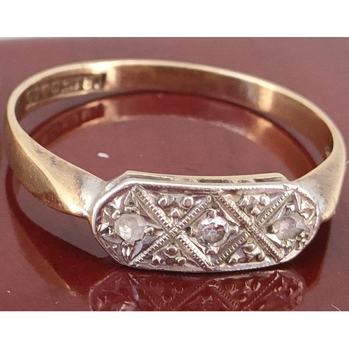 738 - Two Art Deco gold and diamond rings; 18ct yellow gold and diamond ring. 18ct and Platinum ring set w... 