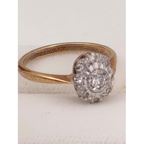 739 - Art Deco style 18ct gold & Platinum and diamond set ring. [2.79grams] [Ring size L]