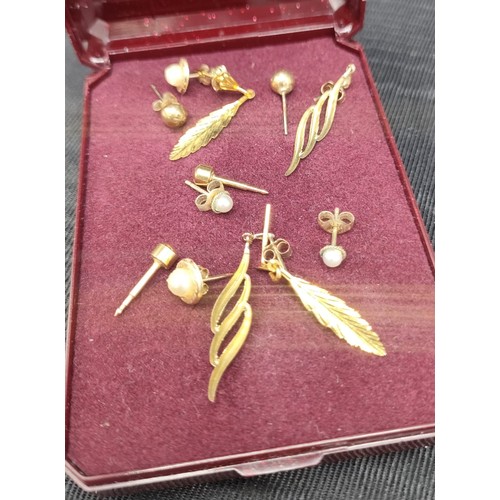 16 - A collection of various 9ct yellow gold earrings. [2.44grams]