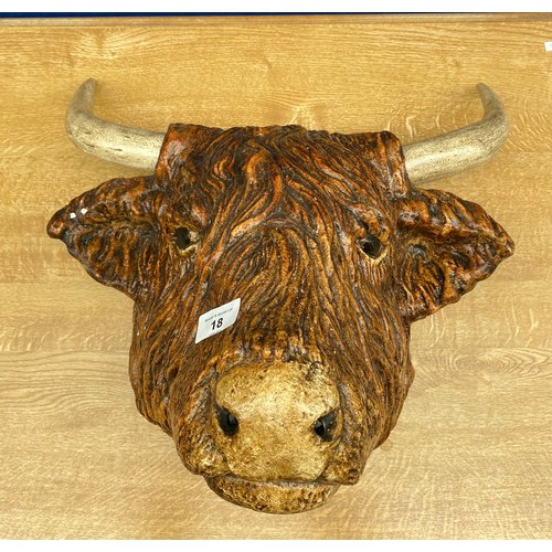 18 - A Farm House bull head wall mounted display