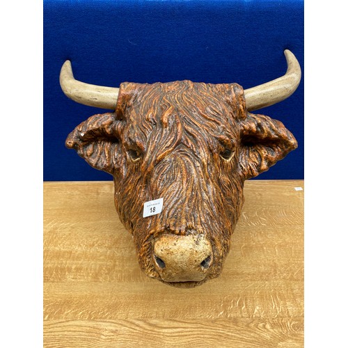 18 - A Farm House bull head wall mounted display