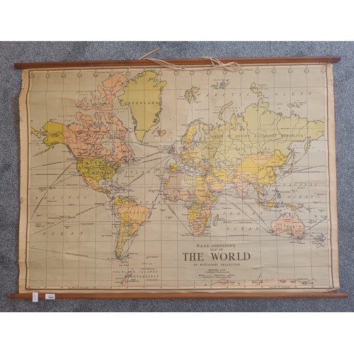 48 - Antique W & A.K Johnston's Map Of The World on Mercator's Projection.
[98x135cm]