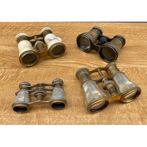 30 - 4 Pairs of antique French opera glasses