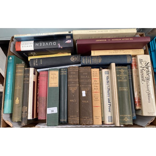 38 - A Box of antique books to include The real Shelley Jeaffreson  volume 1 and 2 London Hurst and Black... 