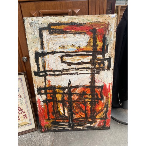 55 - A Large unframed mid century oil painting