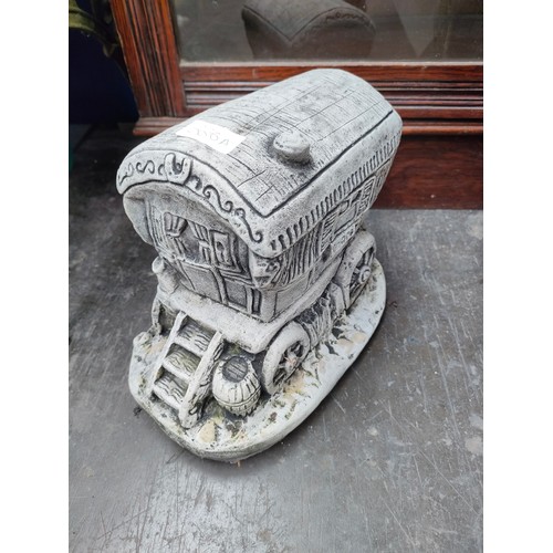 646 - Gypsy bow top caravan garden ornament