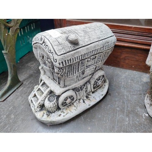 646 - Gypsy bow top caravan garden ornament