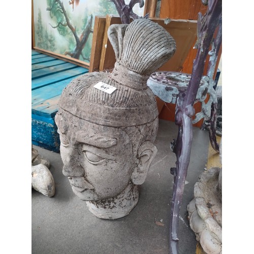 647 - Buddha head garden ornament