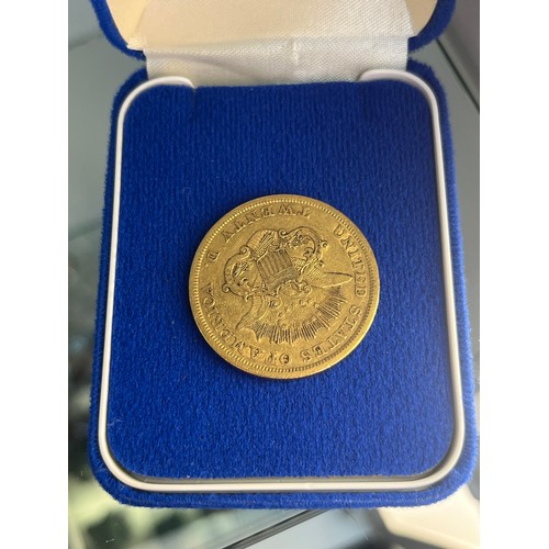 701 - 1853 Liberty Coronet head gold $20 Dollar coin- double eagle. [33.34grams] [34.08mm diameter]