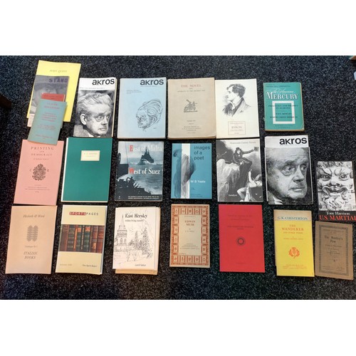 1113 - Box of Books of mixed topics include various pamphlets The Wanderer and other Poems, The Romantics -... 