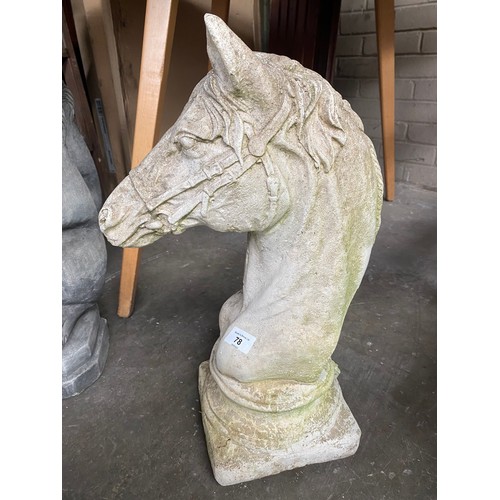 78 - Garden Concrete sculpture of a horses head. Highly detailed.