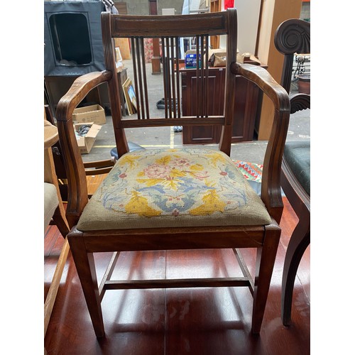 99 - 17th/ 18th century chair, Georgian mahogany framed chair with swirl back brace design and Victorian ... 