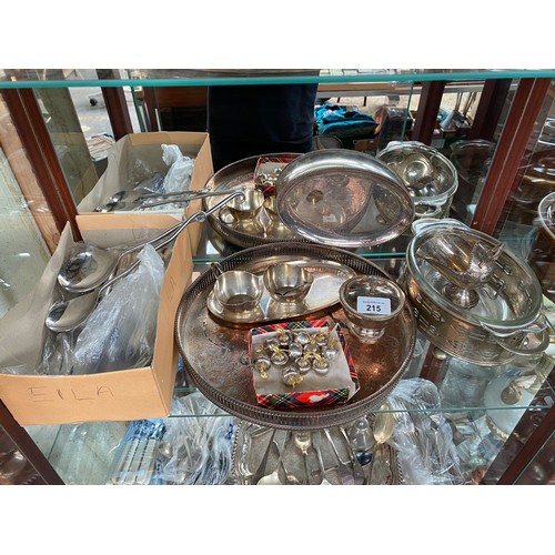 215 - Large collection of silver plated and E.P Wares; Apple menu holders, Lidded serving tureens, Serving... 