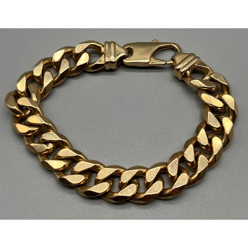 716 - Heavy 9ct yellow gold curb bracelet. [23cm in length] [100.34grams]