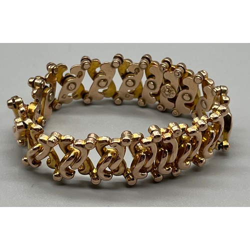 723 - Unusual Antique 9ct yellow gold expanding bracelet. [13.47grams]