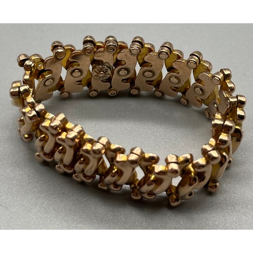 723 - Unusual Antique 9ct yellow gold expanding bracelet. [13.47grams]