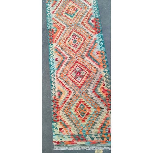 120 - Kilm hand made runner rug.