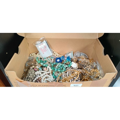 443 - Box of mixed costume jewellery