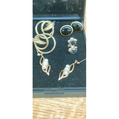 43 - Five pairs of 9ct yellow gold earrings. [8.81grams]