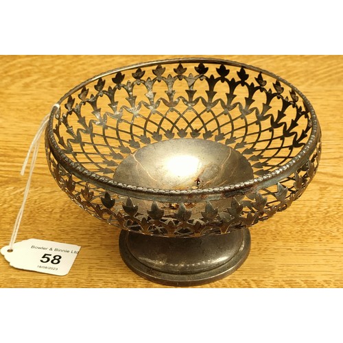 58 - Birmingham silver pierced comport dish. [7.5cm high, 12.5cm diameter] [92.84grams]