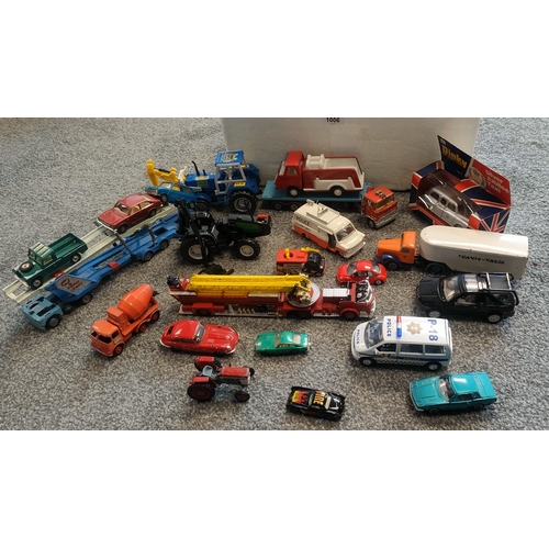 1006 - A collection of vehicles to include Dinky London taxi, dinky ford transit police can and many others