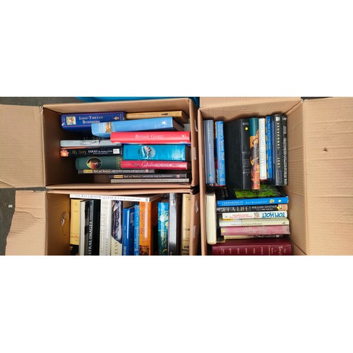 217 - Seven boxes of books on various topics to include History, French, English etc