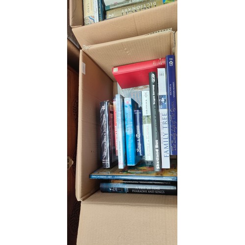 217 - Seven boxes of books on various topics to include History, French, English etc