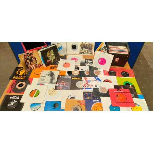 226 - Two boxes of 45r.p.m's records to include Sting, Abba, blondie, queen and many more big names [2 ima... 