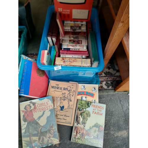 231 - Box full of Vintage Children's Books along with Scots Pictorial Calendar, Black Bob The Dandy Wonder... 