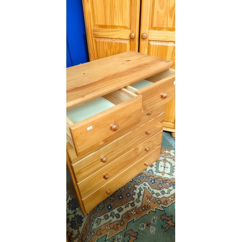 249 - Pine chest of drawers, two short drawers over four long drawers