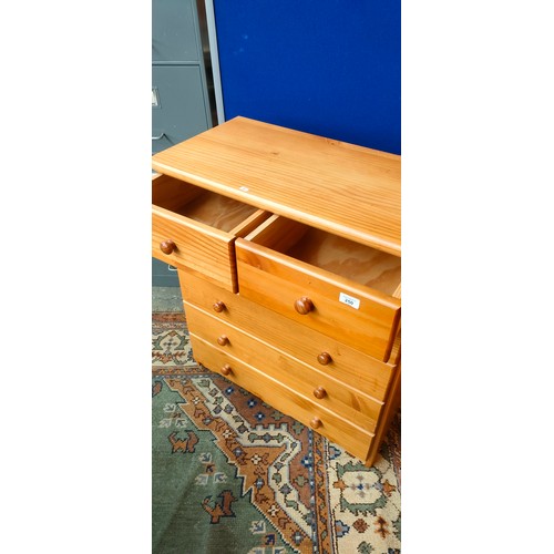 250 - Pine chest of drawers, two short drawers  over four long drawers