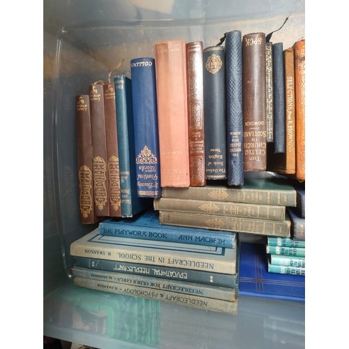 266 - A Box of antique books to include poetical works by Collins & poems and other books