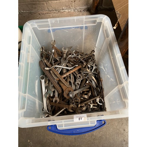 81 - Box containing a large quantity of mixed spanners