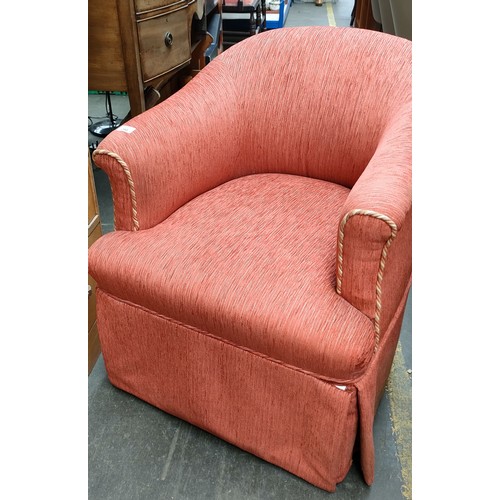 289 - Antique reupholstered material tub chair