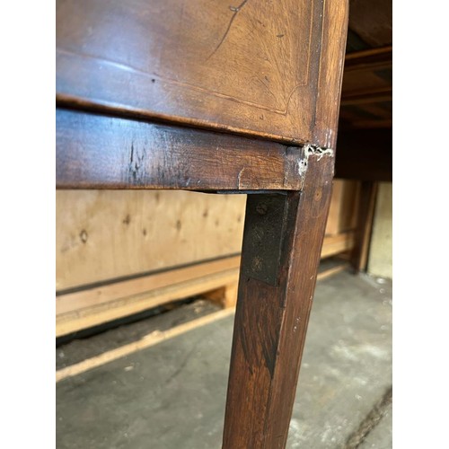 70 - Large Georgian mahogany sideboard; break front and top section, fitted with brass lion head and hoop... 