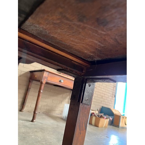 70 - Large Georgian mahogany sideboard; break front and top section, fitted with brass lion head and hoop... 