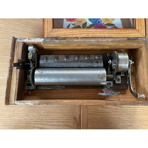 156 - Hand made music box containing cylinder music movement. (Not working)