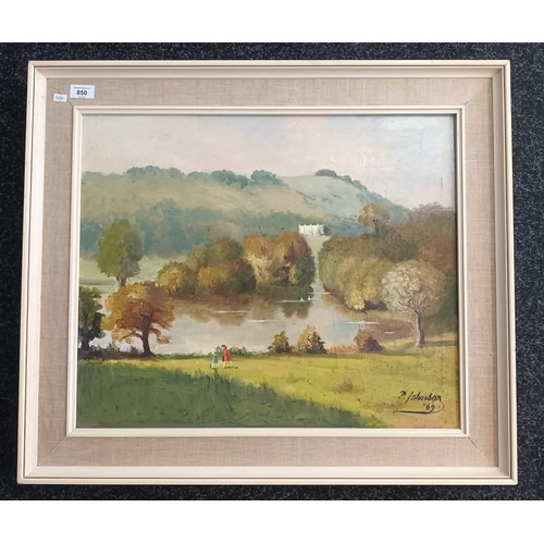 1261 - Johnson
Original oil on canvas depicting river landscape, signed and dated '69.

[51x61cm] [Frame 65... 