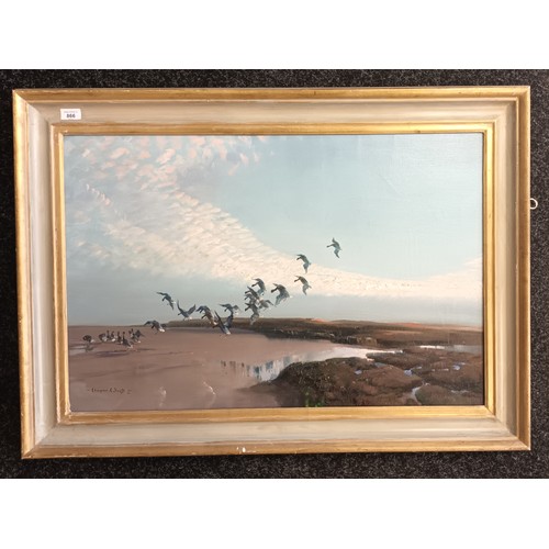 1262 - Vernon Ward- Veron de Beuvoir Ward (1905-1985)
Original oil on canvas titled 'Pink Footed Geese alig... 