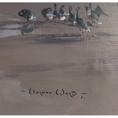 1262 - Vernon Ward- Veron de Beuvoir Ward (1905-1985)
Original oil on canvas titled 'Pink Footed Geese alig... 